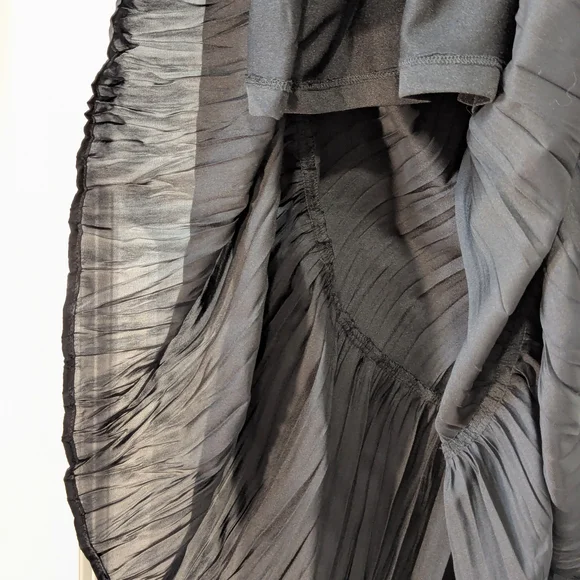 Zara Black Pleated Detail Maxi Dress Keyhole Tie XS - Picture 8 of 9